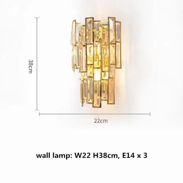 Gold Steel Crystal Pendant Chandelier - Luxury LED Dining Room Hanging Lamp