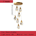 Nordic Villa Crystal Pendant Lights Chandelier for Home Living Room Bedroom Kitchen Shop