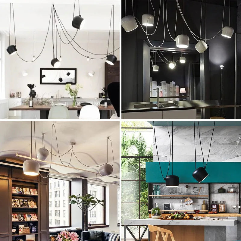 Industrial Black White Chandelier LED Lighting for Restaurant Bar Office