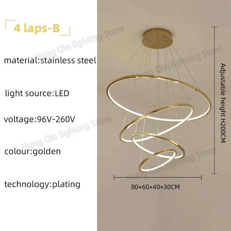 Stainless Steel Ring Pendant Light Modern Minimalist Chandelier