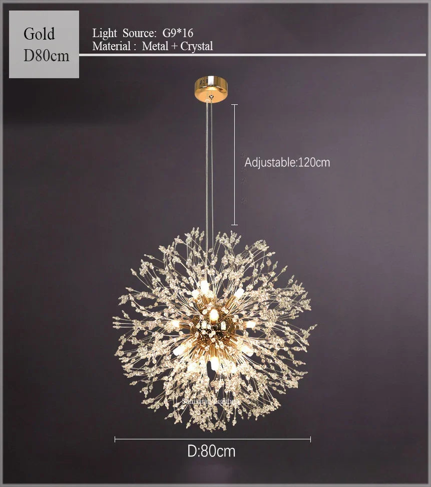 Dandelion Chandelier LED Sparkle Ball Crystal Lighting for Restaurant & Living Room