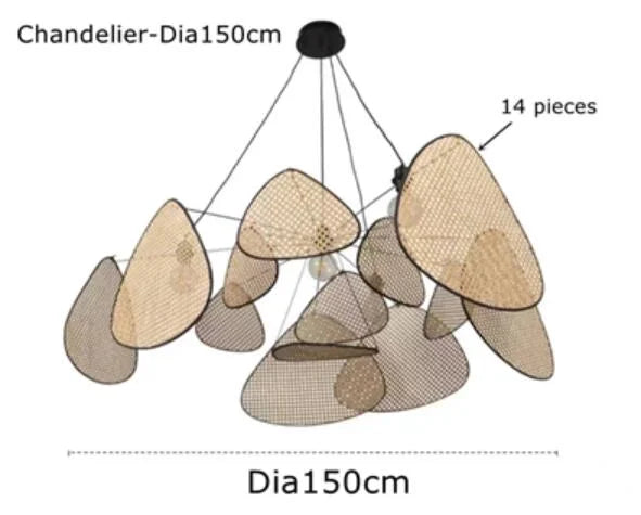 Nordic Bamboo Leaf Chandelier for Living Room and Kitchen