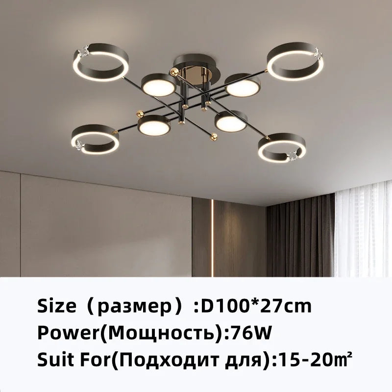 Gold Plated Luxury Chandelier with Remote Control Crystals for Elegant Living & Bedroom Decor