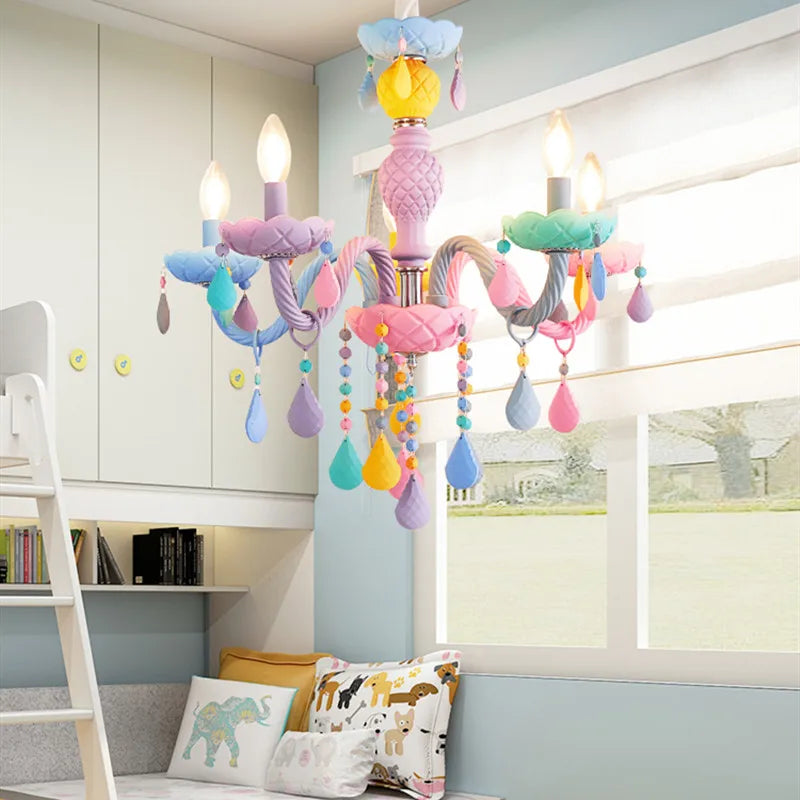 Crystal Chandelier: Modern Macaron Color Children Room Luminaire