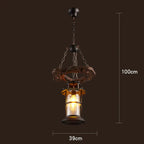Retro Wood E27 LED Ceiling Chandelier: Antique Industrial Bar Pendant Lights for Vintage Ambiance