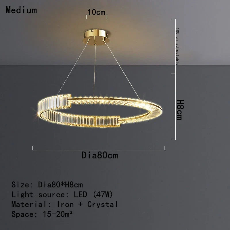 Round Iron Electroplating K9 Crystal LED Chandelier - Home Improvement
