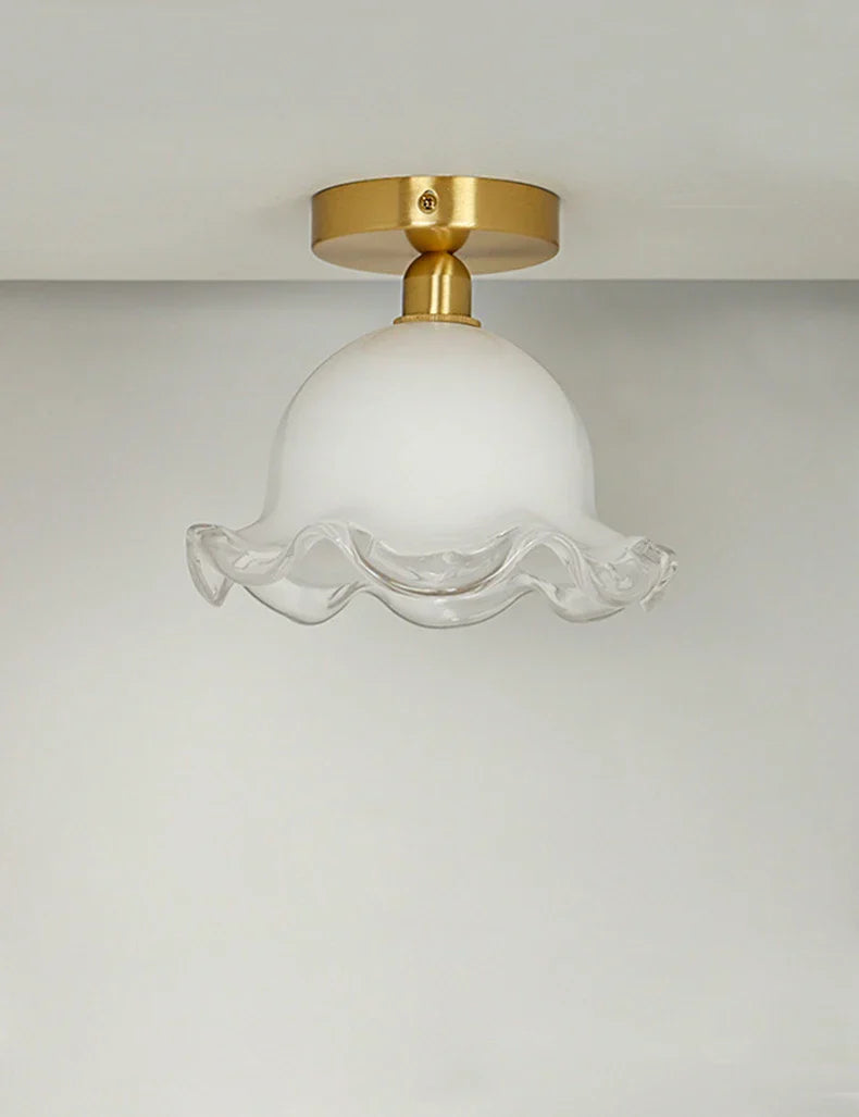 Antique Glass Ceiling Light: Elegant French Design, Unique Modern Brass Luminaria