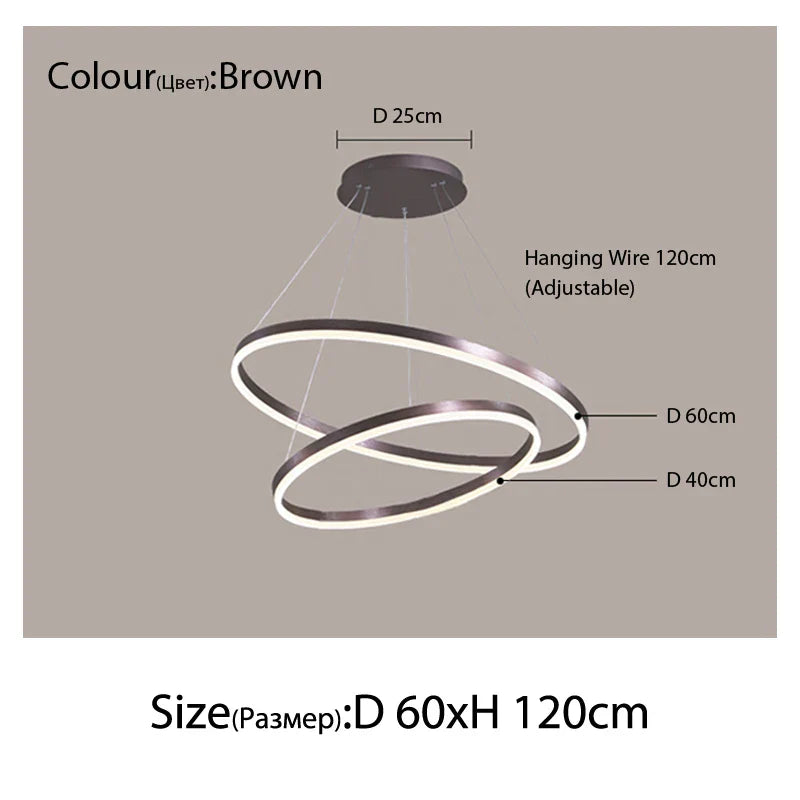 Sophisticated Duplex Living Room Chandelier & LED Circles Lighting Fixtures