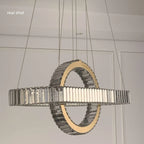 Oval Chrome Gold Steel LED Crystal Pendant Light