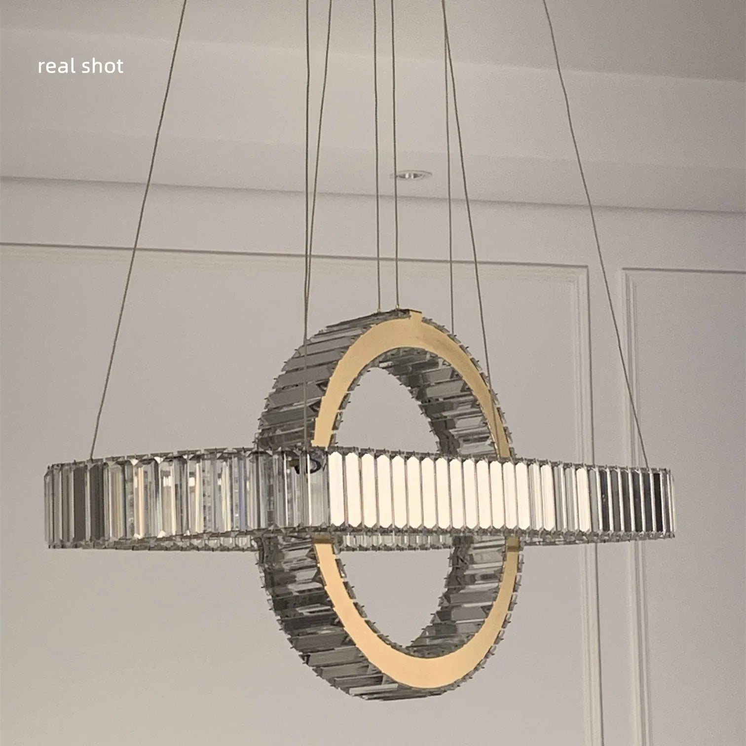 Oval Chrome Gold Steel LED Crystal Pendant Light