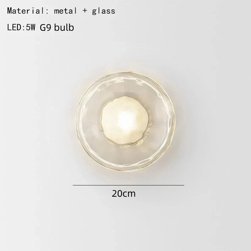 Nordic Glass Wall Lamp Modern Metal Light for Bedroom Parlor Restaurant Hallway