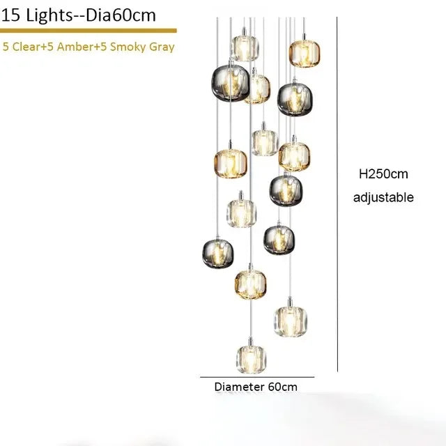 Crystal Staircase Chandelier: Modern Luxury Indoor Lighting Fixture