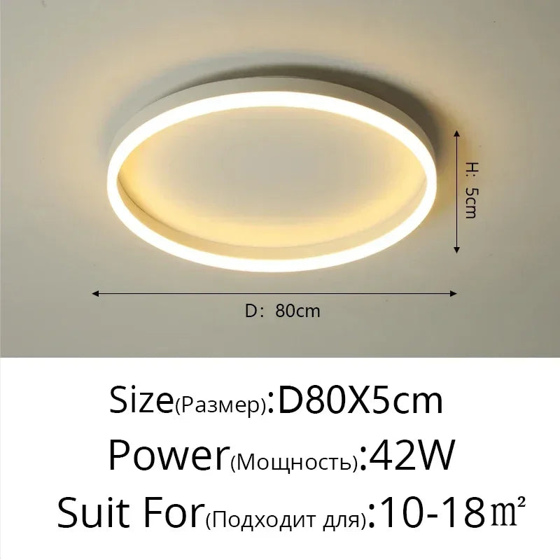 Modern Round Bedroom LED Ceiling Light for Living Room Study, Home Decor Lighting