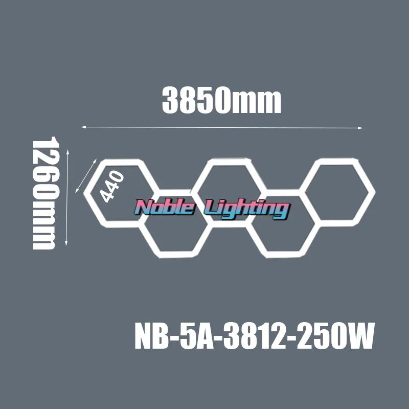 Hexagon Ceiling Light 6500K for Car Wash Beauty Garage Wall with Honeycomb Design