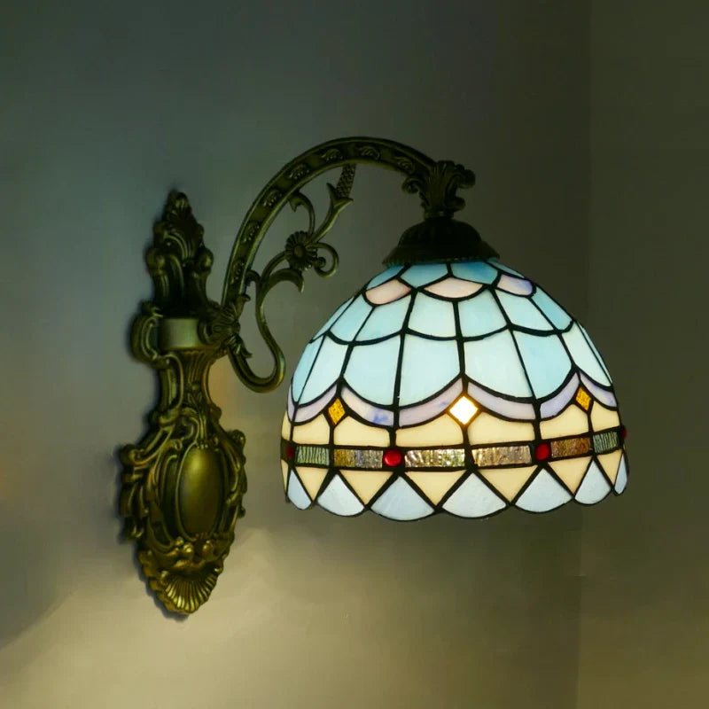 Stained Glass Mirror Wall Sconces for Home Lighting Decor