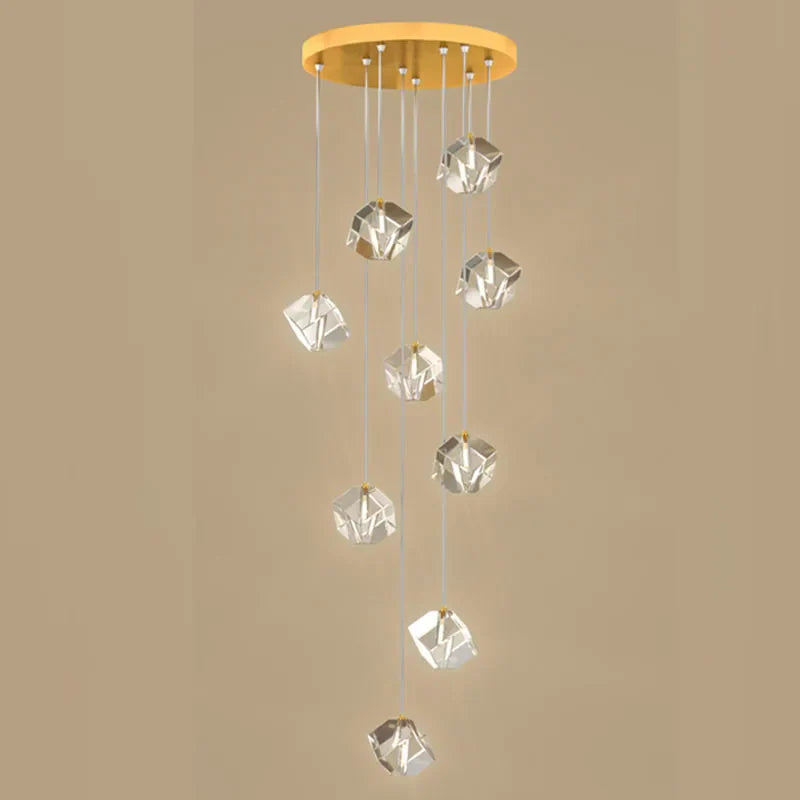 Crystal LED Chandelier for Staircase: Luxury Indoor Stair Lighting Fixture