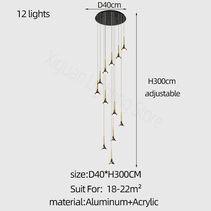 Modern Fashion Long-Line Chandelier for Living & Dining Rooms