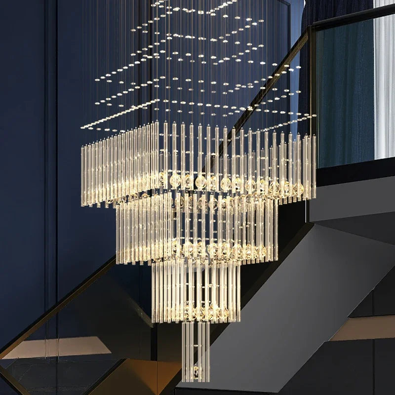 Modern Crystal Ceiling Chandelier for Living Room Staircase Pendant Light