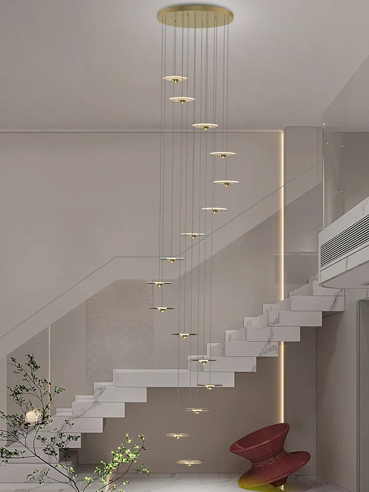 LED Chandelier for Revolving Staircase | Loft Villa Ceiling Hanging Lamp