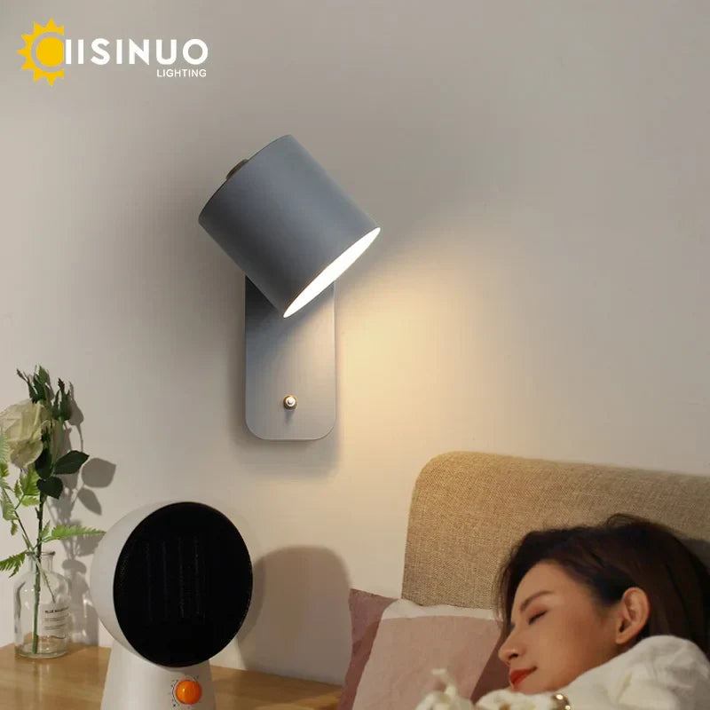 Rotatable Nordic Bedside Wall Lamp with Switch | Adjustable Light for Home Decor & Reading