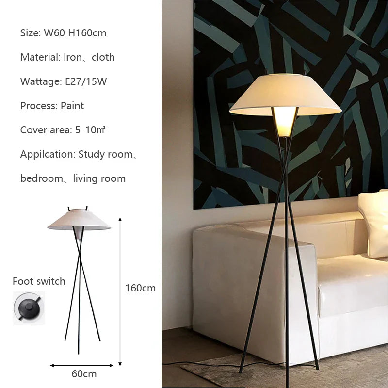 Nordic Wabi-abi Style LED Floor Lamp for Living Room, Bedroom, Study - Foot Switch Floor Light