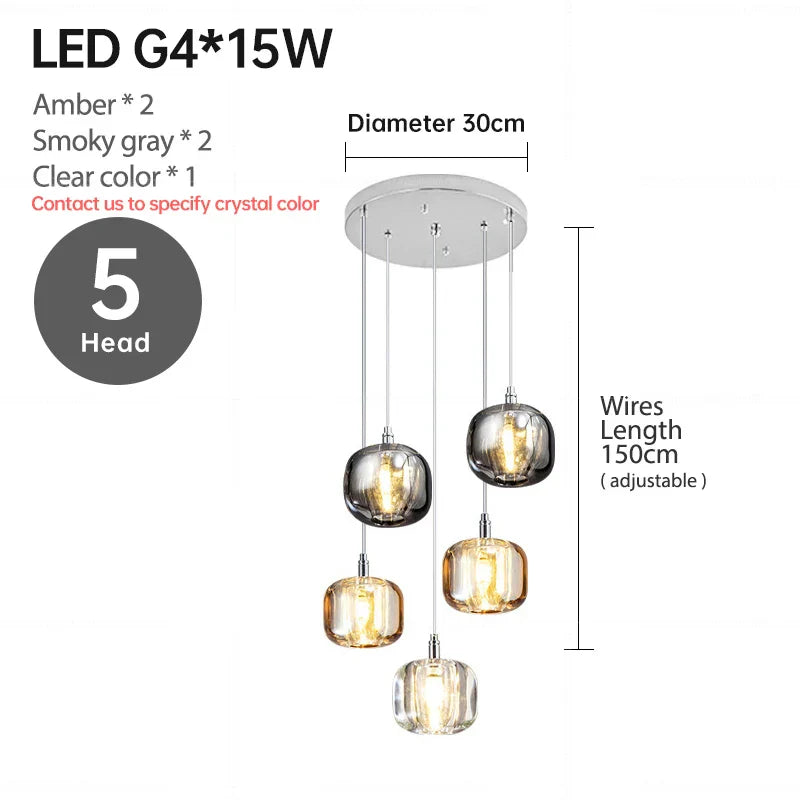 LED Stair Chandelier: Luxury Crystal Hanging Lamp, Indoor Lighting Fixture