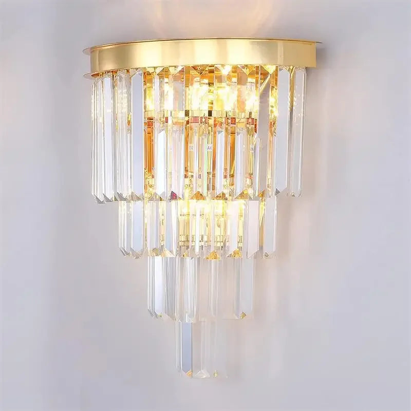 Crystal Gold Black LED Chandelier - Multi-Storey Modern Round Pendant Lamp