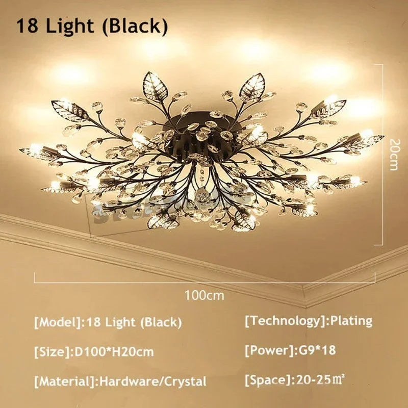 Crystal Ceiling Chandelier LED Light Fixture for Living Room Bedroom Kitchen