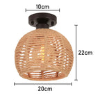 Rattan Ceiling Chandelier Rustic Retro Flush Mount Light Fixtures