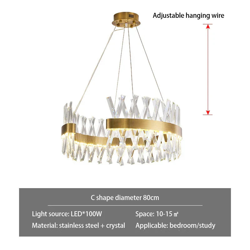 Gold Metal S Shape Lustre LED Pendant Lamp for Luxe Living & Dining Spaces