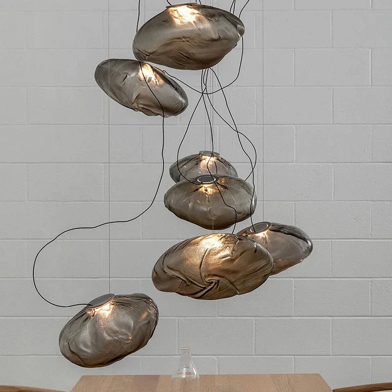 Glass Cloud Chandelier LED Pendant Lamp for Villa Staircase & Hotel