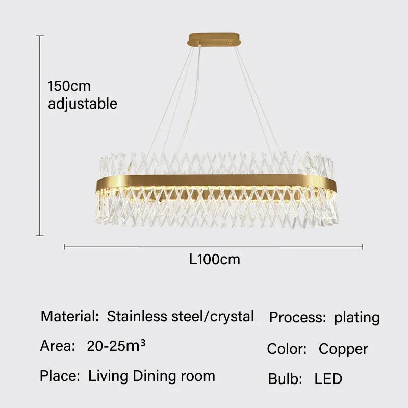 Modern Luxury Crystal LED Pendant Chandelier for Home Living Dining Room Lighting