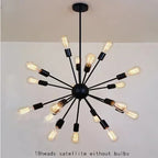 Retro Spider Iron Chandelier: Adjustable, Rotatable, Industrial Living Room Lighting