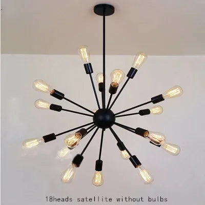 Retro Spider Iron Chandelier: Adjustable, Rotatable, Industrial Living Room Lighting