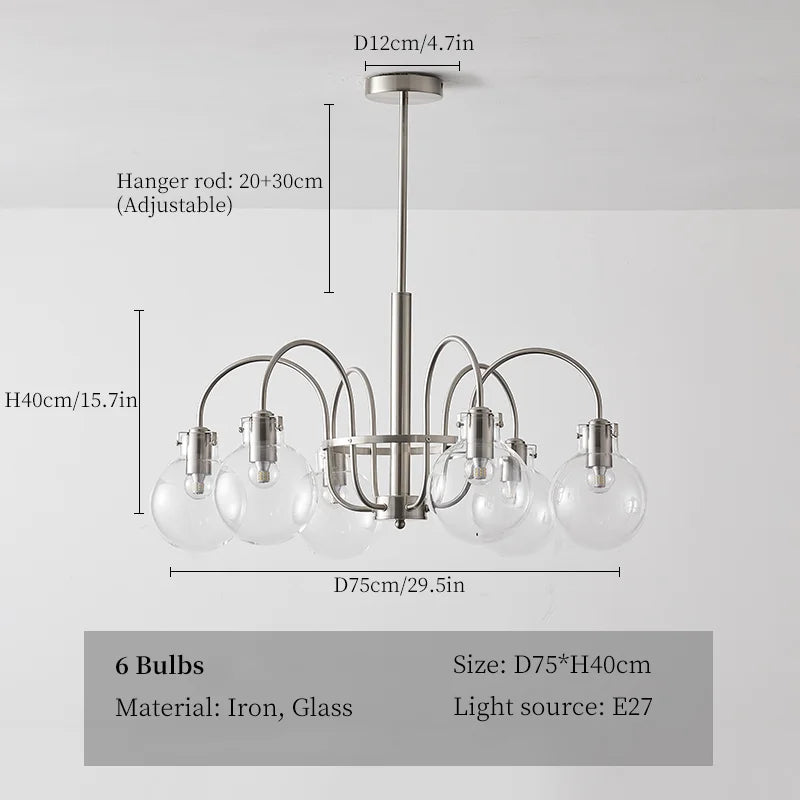 Glass LED Chandelier: Retro Bauhaus Design for Living Room, Bedroom, Kitchen, or Dining Table