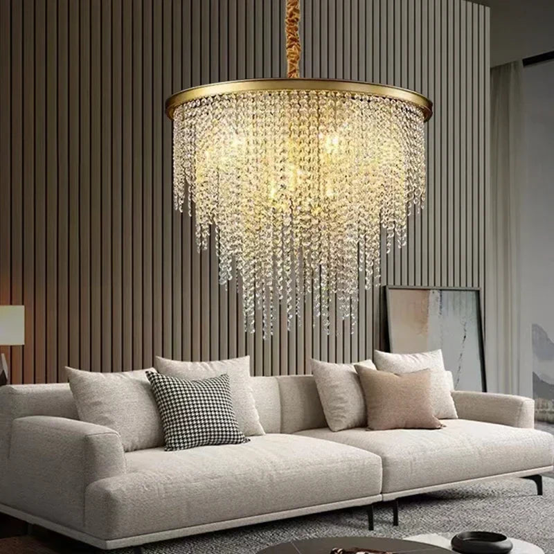 Retro E14 LED Pendant Lights in Black/Gold Finish - Elegant Crystal Suspension Lamp