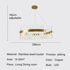 Modern Luxury Crystal LED Pendant Chandelier for Home Living Dining Room Lighting