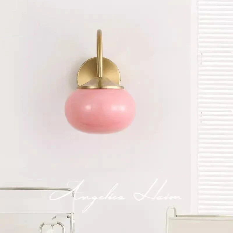 Glass Ball Wall Lamp: Modern Pink & White Stylish Lighting Fixture for Living Room
