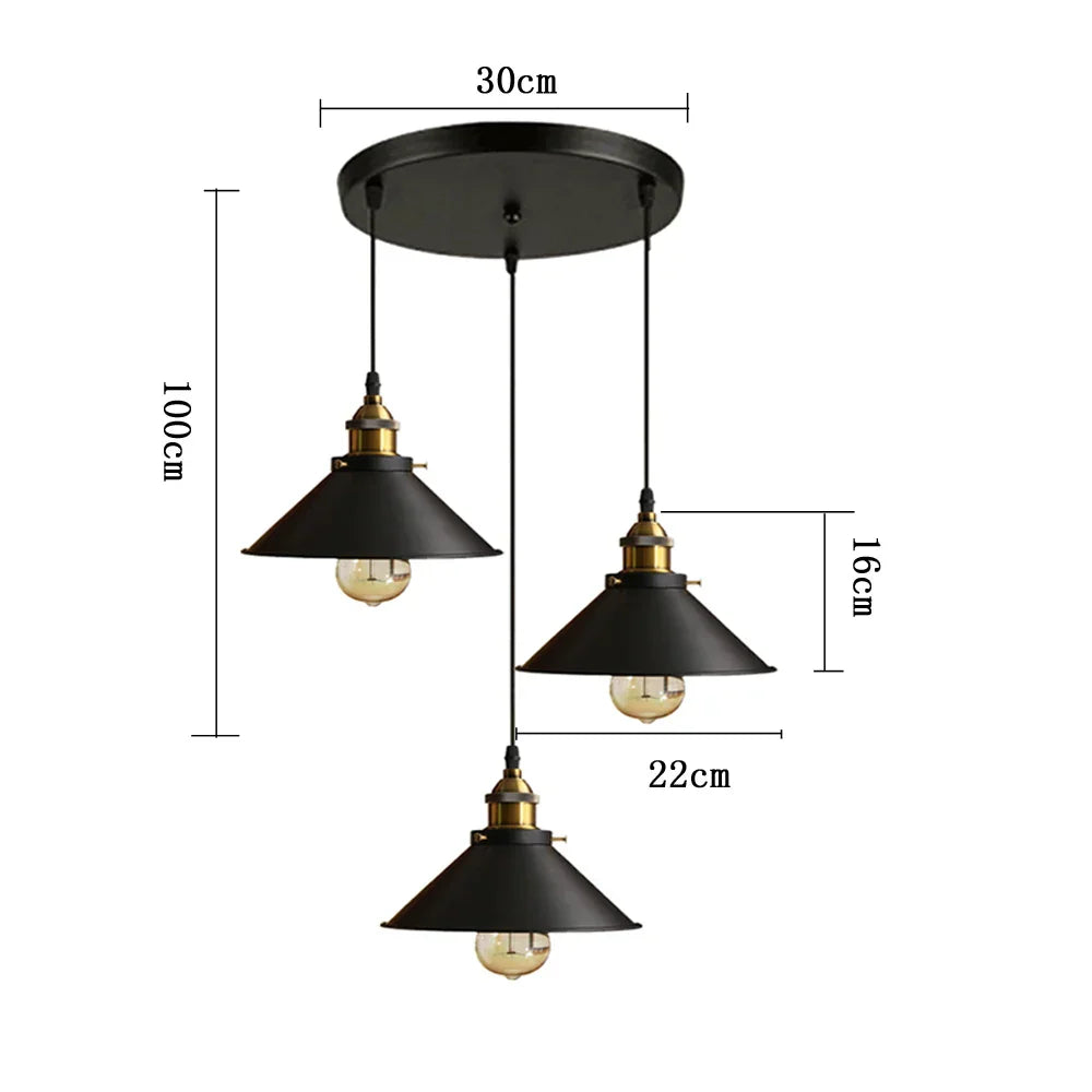 Retro Industrial Pendant Ceiling Lamp E27 LED Chandelier Loft Light for Home Living Room