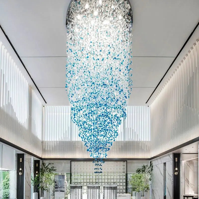 Crystal Chandelier: Modern Staircase LED Lighting for Hallway & Lobby