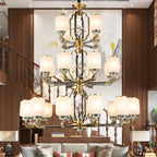 Chinese Jade Chandelier | Modern Duplex Villa Lighting