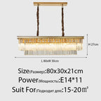 Retro Crystal Ceiling Chandelier for Living Dining Room, Industrial Vintage Hanging Light