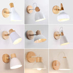 Wooden Wall Light Bedside Lamp Shade Modern Nordic E27 LED Sconce Living Room Lighting