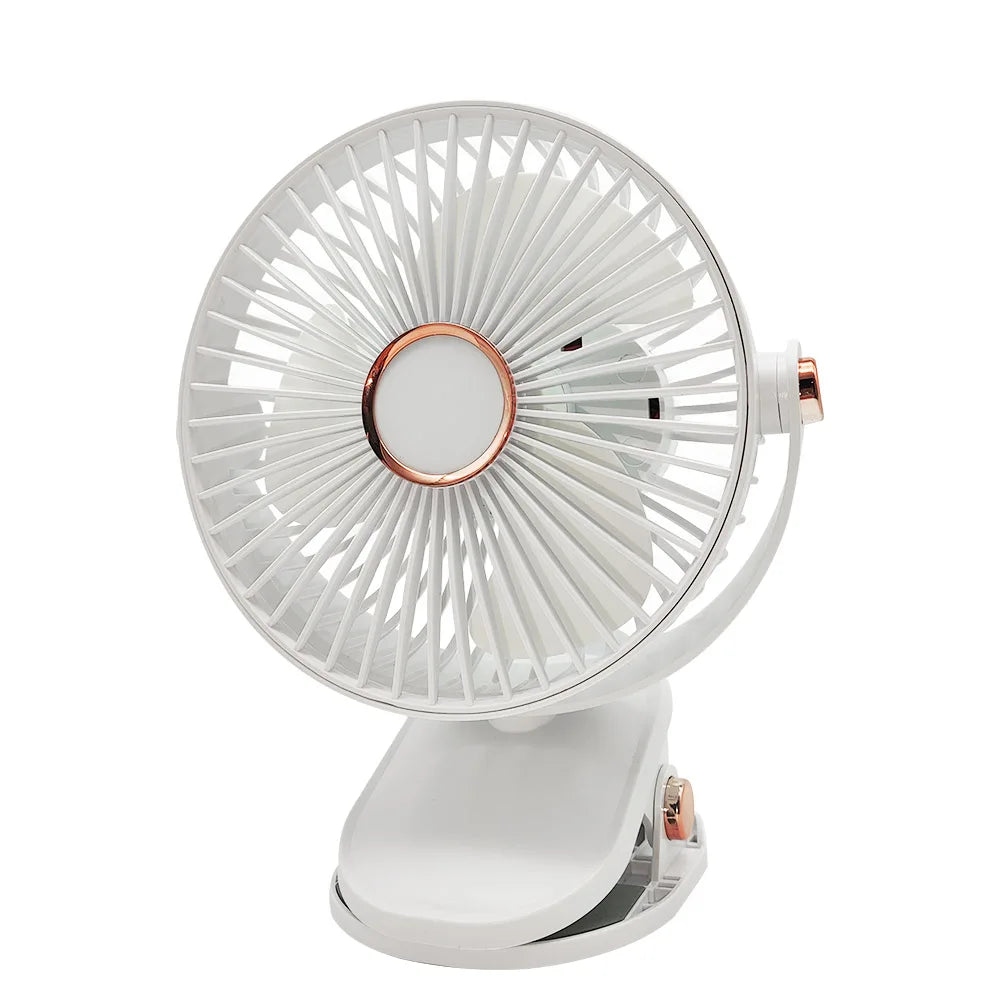 LED Clip Fan: Rechargeable, Silent, 5-Speed Desk Fan & Night Light