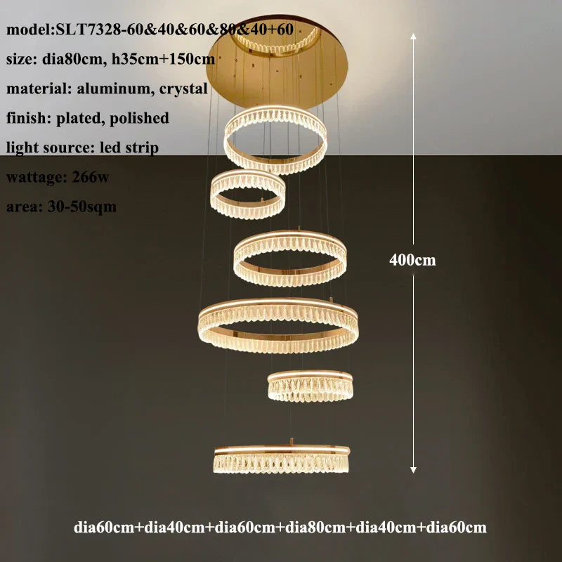 Modern Crystal LED Chandelier for Living Dining Room Decor