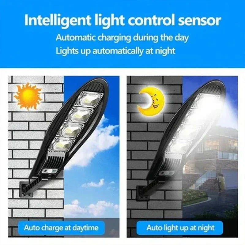 Solar Outdoor Street Light: 3 Modes, Motion Sensor, Remote Control - Waterproof Design