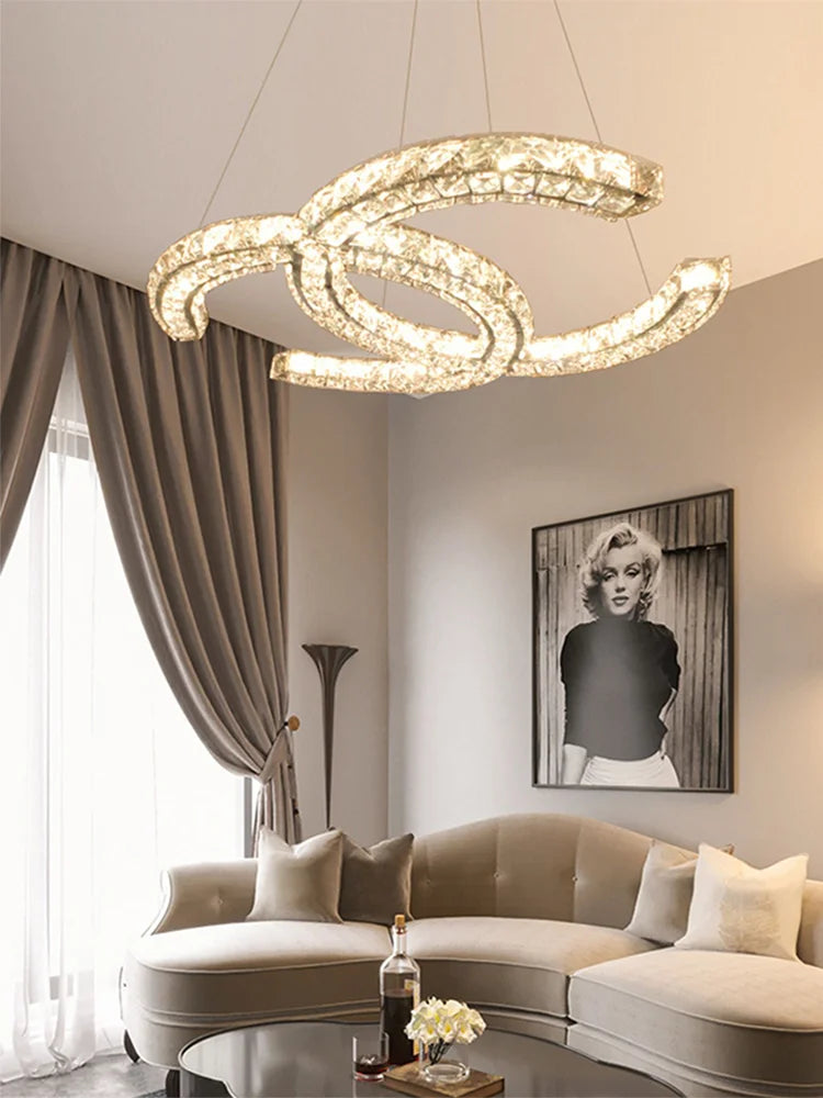 Modern LED Crystal Chandelier for Living Room, Restaurant - Creative Pendant Light