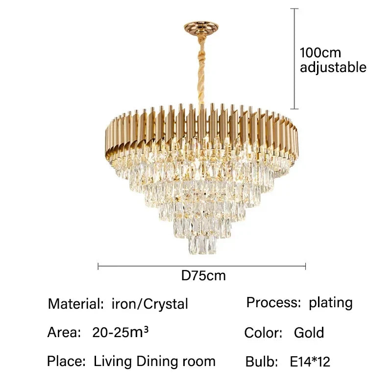 Crystal LED Pendant Chandelier: Modern Luxury Living Room Dining Lighting Fixture