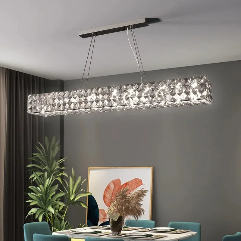 Crystal LED Chandelier: Modern Luxury Chrome Steel & Clear K9 Crystal Lighting