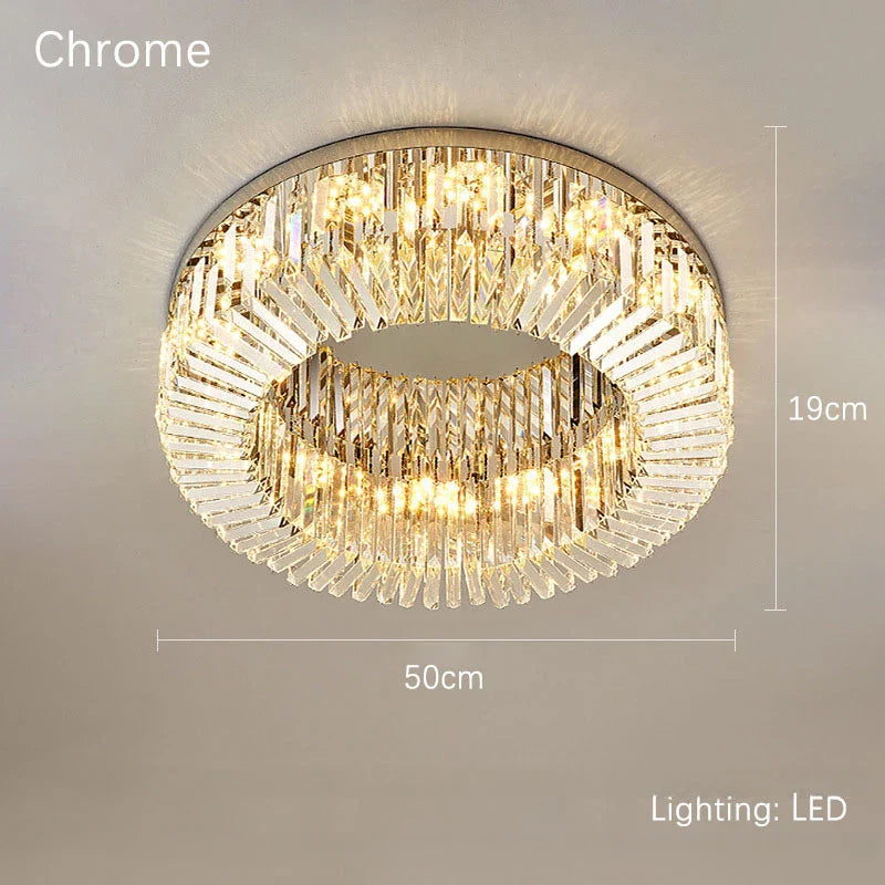 Crystal Gold LED Ring Ceiling Light - Modern Luxury Home Lighting